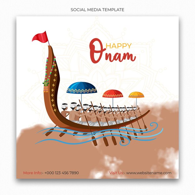 PSD modèle de médias sociaux happy onam pour le flux de publication instagram