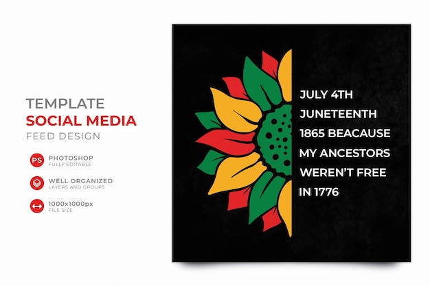 PSD modèle de médias sociaux instagram juneteenth