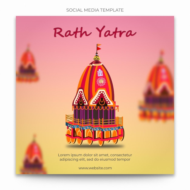 PSD modèle de médias sociaux instagram de rath yatra