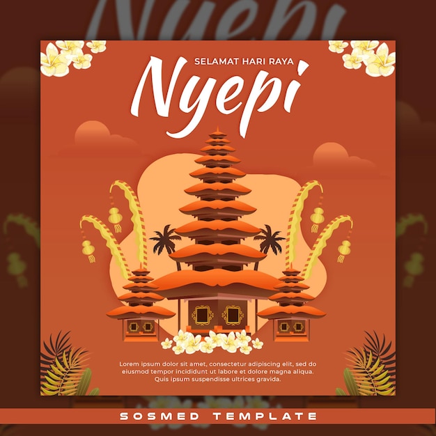 Modèle de médias sociaux jour du silence Nyepi jour
