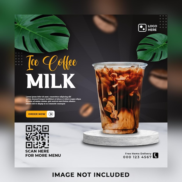 Modèle De Médias Sociaux De Menu De Lait De Café