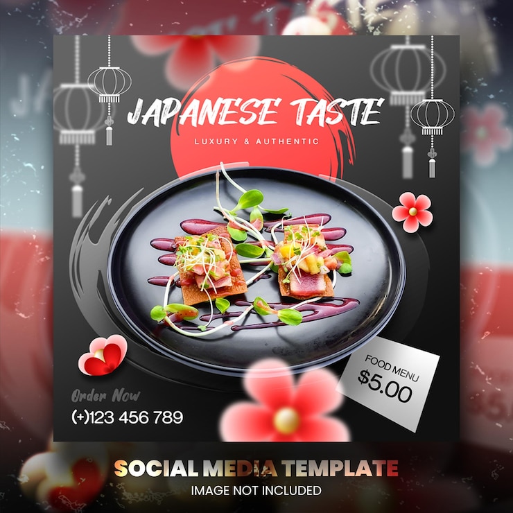 PSD modèle de médias sociaux pour la cuisine asiatique