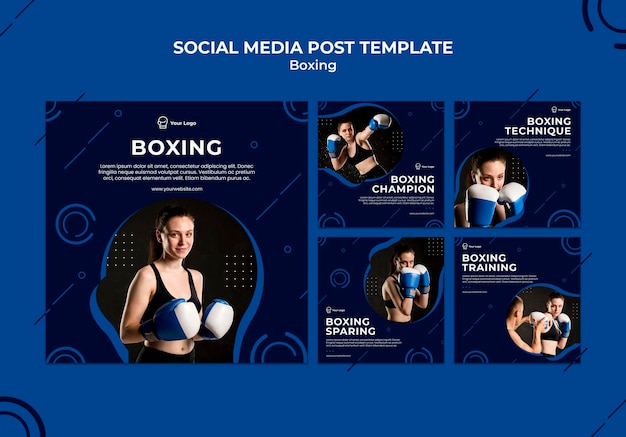 Modèle de médias sociaux pour le sport Box Workout