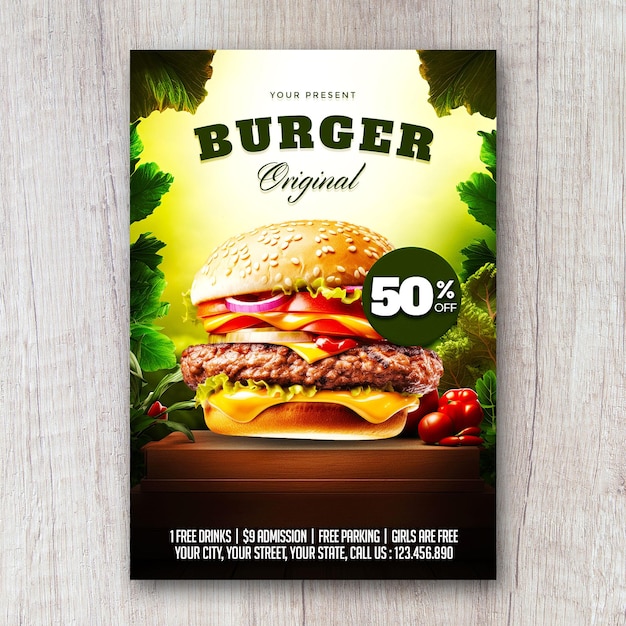 Modèle de médias sociaux de promotion de flyer de hamburger
