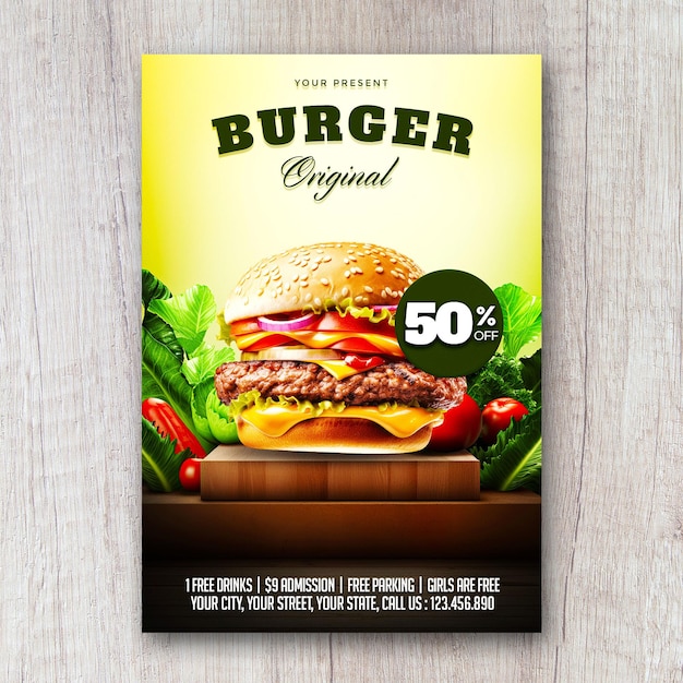 Modèle De Médias Sociaux De Promotion De Flyer De Hamburger