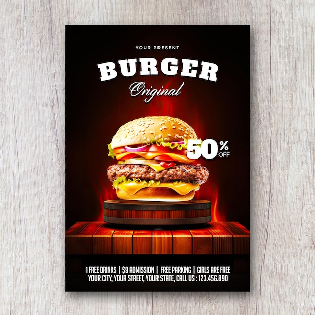 Modèle De Médias Sociaux De Promotion De Flyer De Hamburger