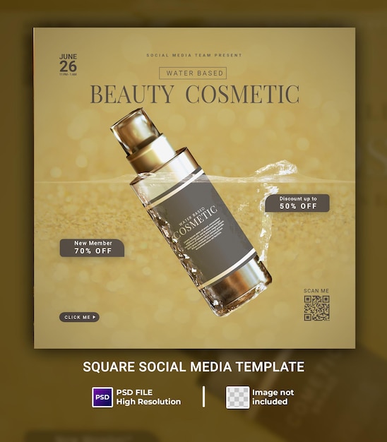 Modèle De Médias Sociaux Water Splash Cosmetics