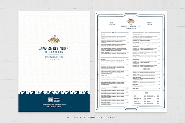 PSD modèle de menu alimentaire simple en psd pour un restaurant japonais