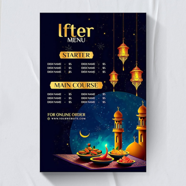 Modèle De Menu De Fête Iftar Réaliste