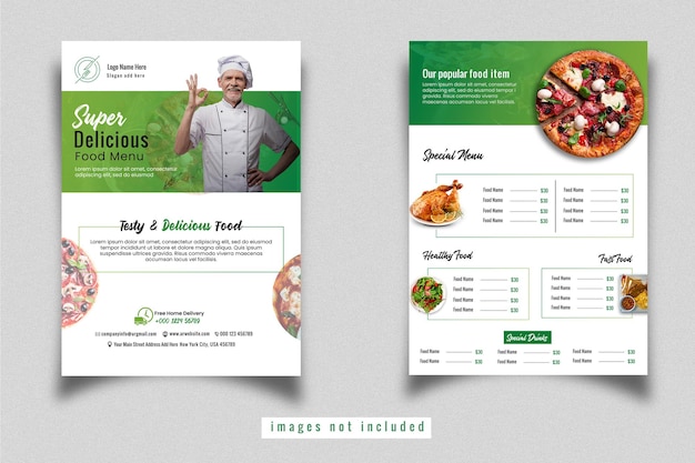 Modèle De Menu Et De Flyer De Restaurant à Double Site