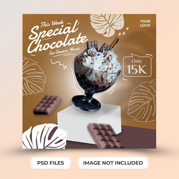 PSD modèle de menu de glace au chocolat pour la promotion des publications sur les réseaux sociaux psd premium