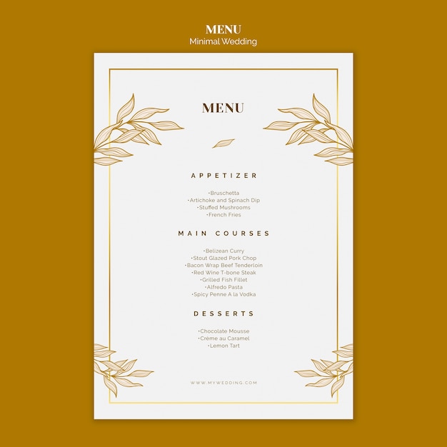 Modèle De Menu De Mariage