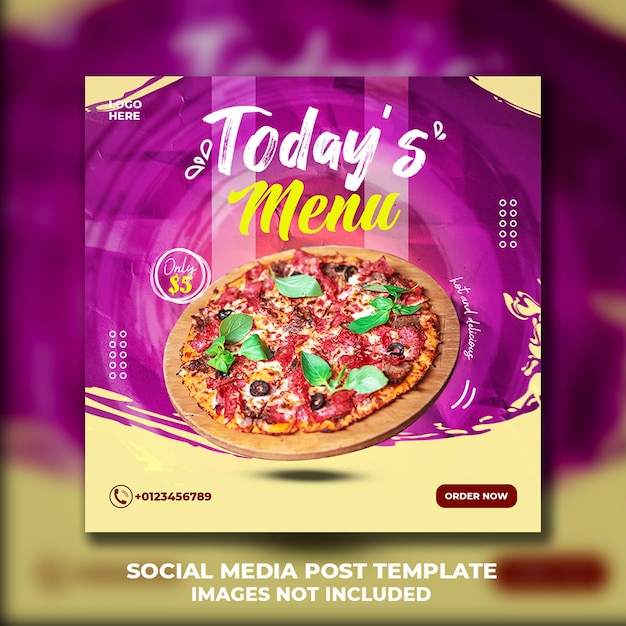 Modèle De Menu Pizza Super Délicieux Pour La Promotion Des Médias Sociaux