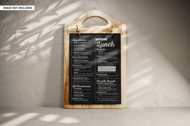 Modèle de menu de planche à couper en bois
