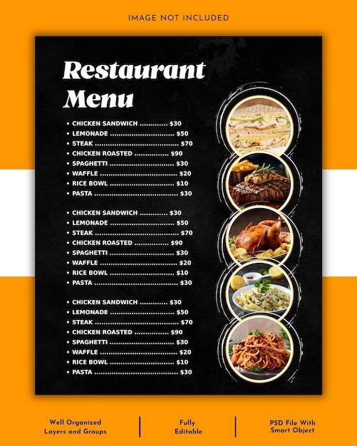 Modèle de menu de restaurant moderne