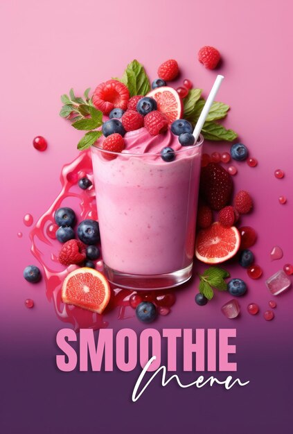 PSD modèle de menu de smoothie illustration ai generativexa