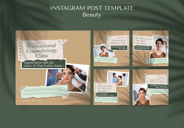 Un modèle de message d'Instagram pour une classe de beauté