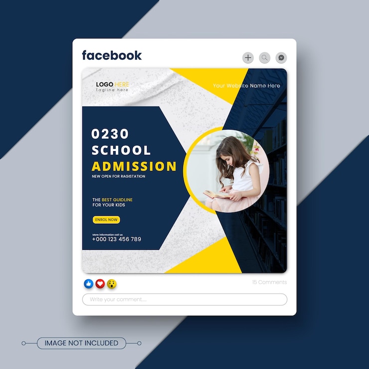 PSD modèle de message sur les réseaux sociaux et de bannière web pour les admissions scolaires
