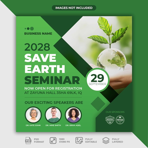 Modèle de message de séminaire sur l'environnement pour les médias sociaux