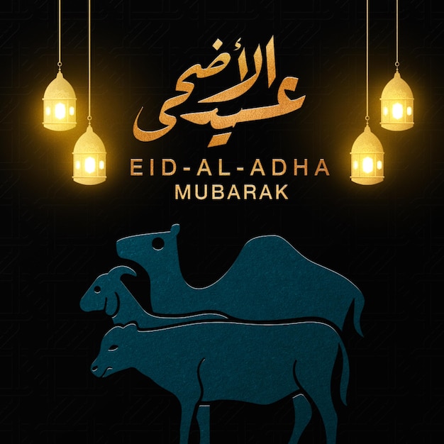 PSD modèle de message de voeux de typographie eid al adha