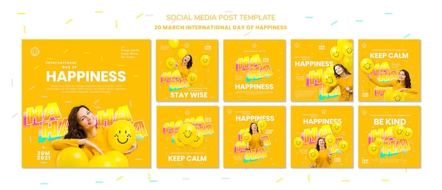 PSD modèle de messages instagram de jour de bonheur