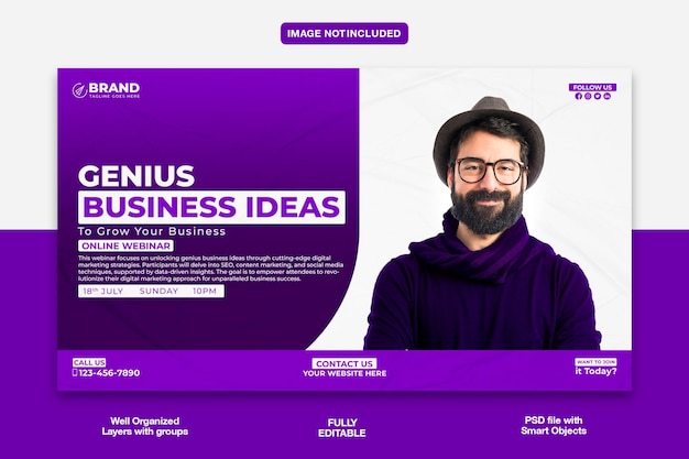 Modèle de miniature ou de bannière Web YouTube de marketing numérique