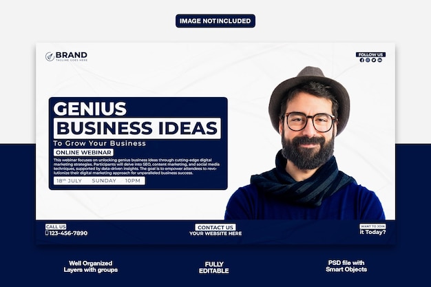 Modèle de miniature ou de bannière Web YouTube de marketing numérique