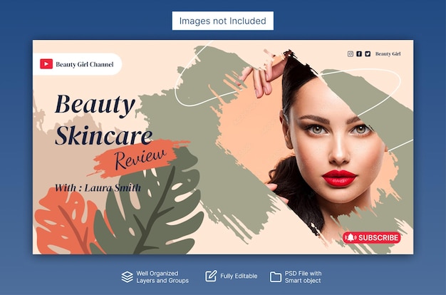 Le modèle de miniature de Beauty Care Youtube et le modèle de bannière web de Beauty Care