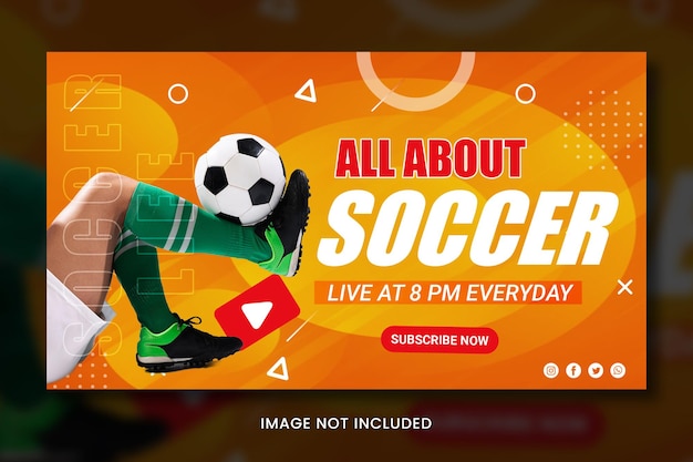 PSD modèle de miniature de football youtube