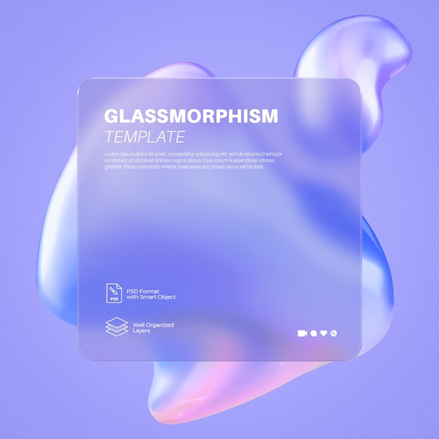 Modèle de modèle de gradient de Glassmorphism Modèle PSD de conception moderne 02