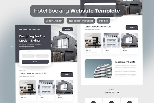 modèle de modèle de site Web de page d'atterrissage d'hôtel