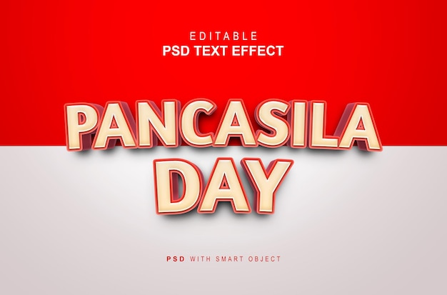 PSD modèle modifiable d'effet de texte pancasila day