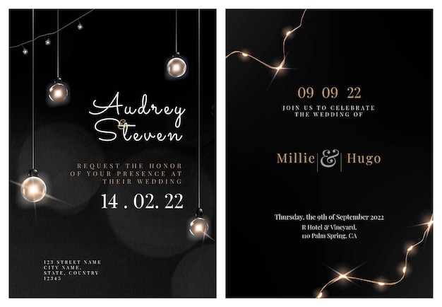 Modèle Modifiable Psd De Carte D'invitation Festive Avec Une Belle Collection De Lumières