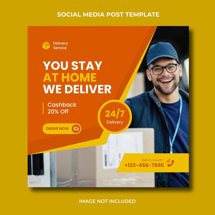Modèle modifiable de publication sur les médias sociaux du service de livraison instagram
