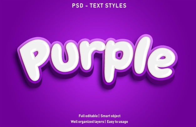 Modèle Modifiable De Style De Texte Et D'effet De Police Violet Premium