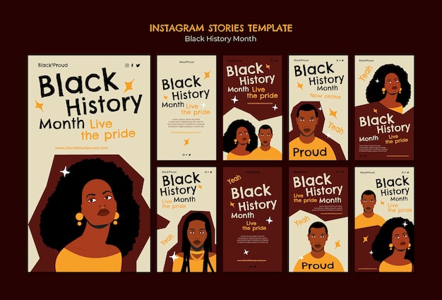 Modèle de mois d'histoire noire design plat