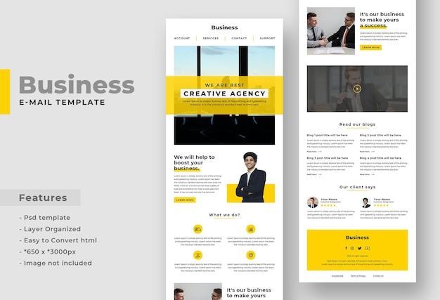Modèle de newsletter par e-mail d'entreprise ou d'agence de création