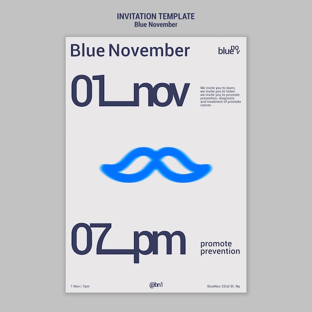 Modèle De Novembre Design Plat Bleu