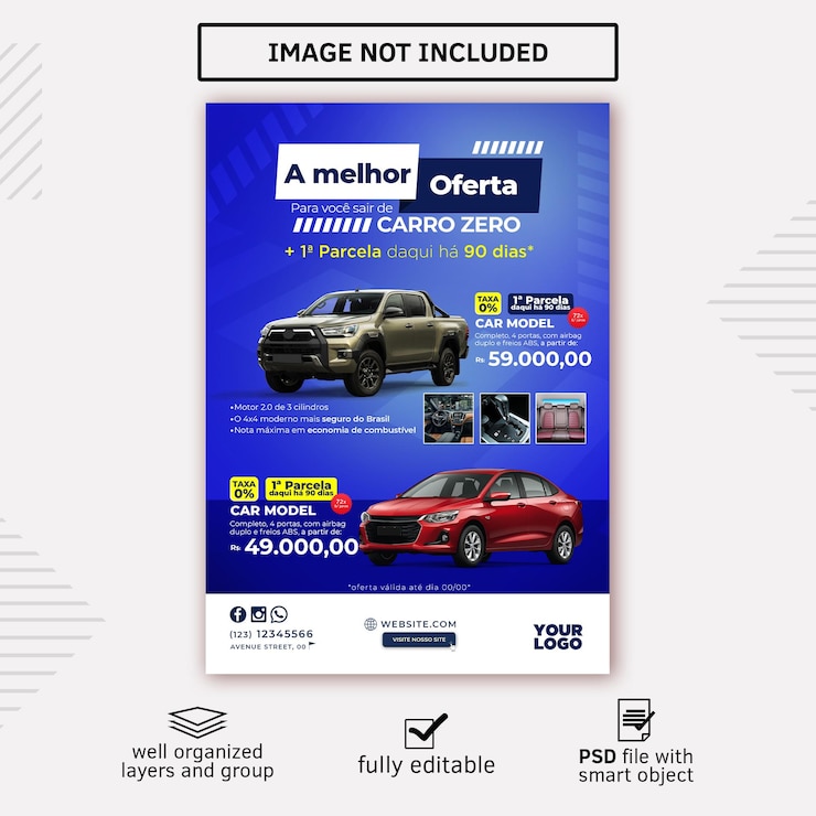 PSD modèle d'offre de voiture psd post sur les réseaux sociaux à prix réduit.