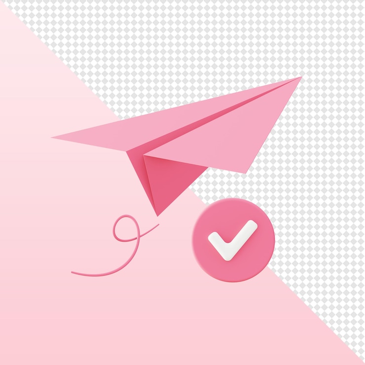 PSD modèle de pack de courrier de liste de contrôle d'avion en papier de rendu 3d pour les médias sociaux et les éléments de conception web ui ux