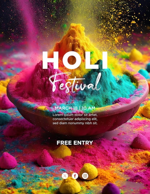 Modèle de page d'accueil mobile du festival de Holi