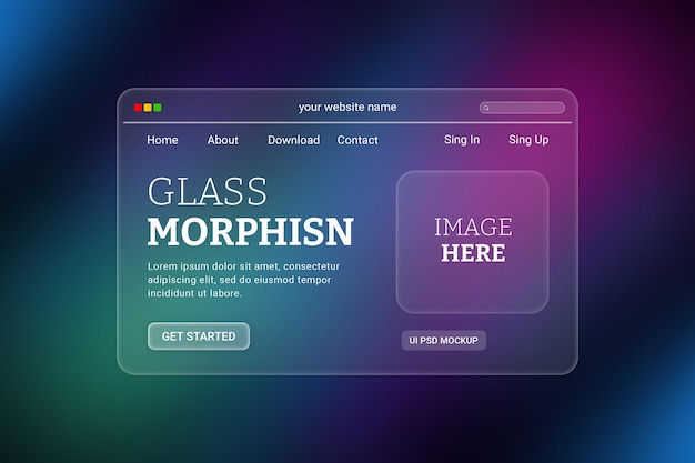 PSD modèle de page d'atterrissage en morphisme de verre