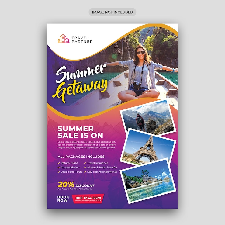 PSD modèle de page de couverture d'un dépliant d'affaires et d'une brochure psd pour une agence de voyages