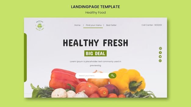 Modèle de page de destination des aliments de sécurité
