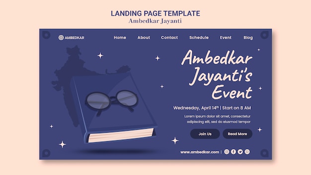 PSD modèle de page de destination ambedkar jayanti