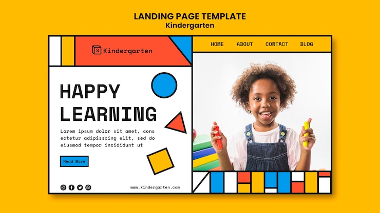 PSD modèle de page de destination d'annonce de maternelle