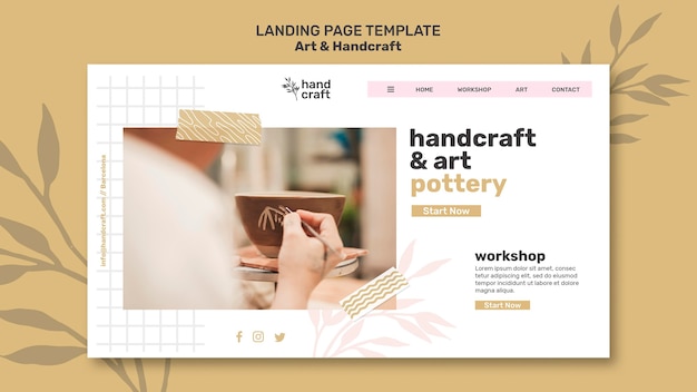 Modèle de page de destination d'art et d'artisanat