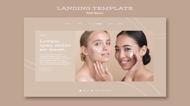 Modèle de page de destination de beauté nue