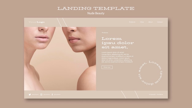 Modèle de page de destination de beauté nue