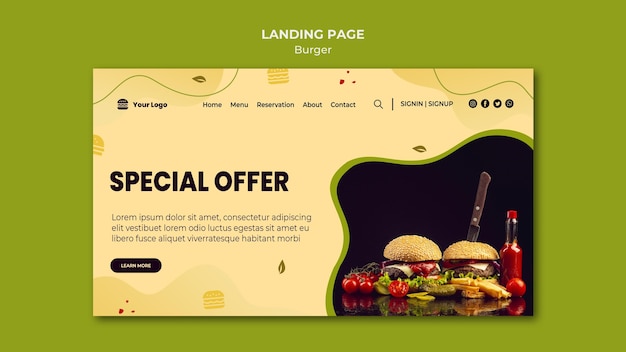 Modèle de page de destination Burger